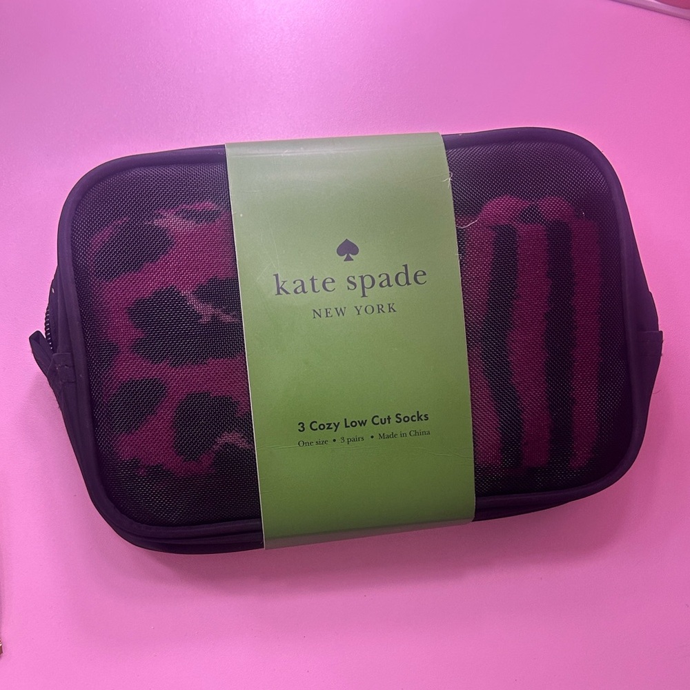 kate spade Pink and Black Cozy Low Cut Socks Set
